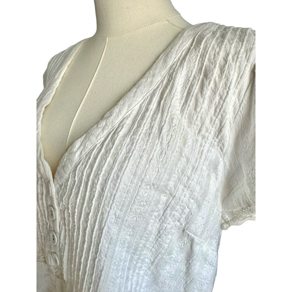 Urban Outfitters Babydoll White Short Dress Coquette Lace Ruffle Bohemian Large - Picture 8 of 15